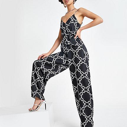 River Island Womens Chain Print Wide Leg Jumpsuit