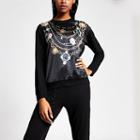 River Island Womens Jewel Printed Satin Sweatshirt