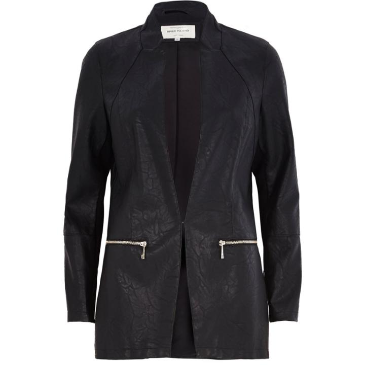 River Island Womens Leather-look Fitted Longline Jacket