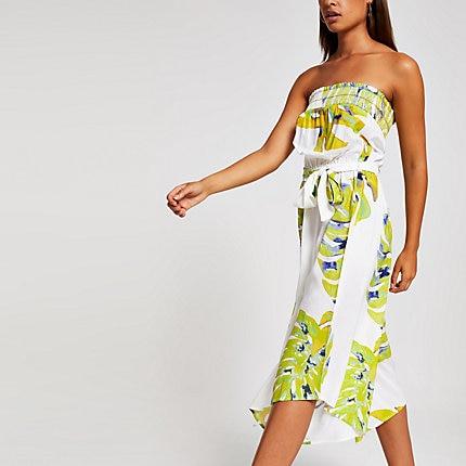 River Island Womens Bardot Beach Culotte Jumpsuit