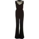 River Island Womens Fringed Lace Flare Jumpsuit