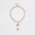River Island Womens Gold Color Coin Chunky Necklace Multipack