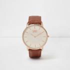 River Island Mens Strap Rose Gold Tone Round Face Watch