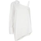 River Island Womens White One Shoulder Long Sleeve Shirt