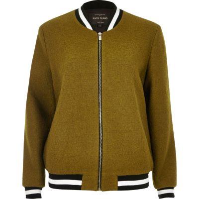 River Island Womens Khak Wool Blend Bomber Jacket