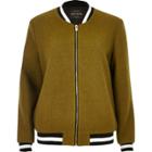 River Island Womens Khak Wool Blend Bomber Jacket