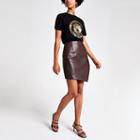 River Island Womens Asymmetric Leather Mini Skirt