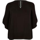 River Island Womens Plus Beaded Frill Sleeve Top