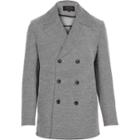 River Island Mensblack Smart Double Breasted Peacoat