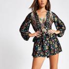 River Island Womens Floral Print Long Sleeve Playsuit