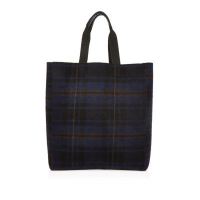 River Island Mens Check Reversible Shopper