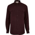 River Island Mens Berry Brushed Flannel Two Pocket Shirt