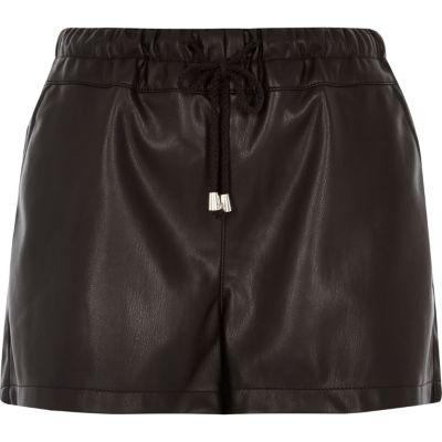 River Island Womens Leather Look Runner Shorts