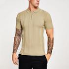 River Island Mens Ribbed Knit Muscle Fit Polo Shirt