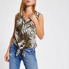 River Island Womens Tropical Print Tie Front Shirt
