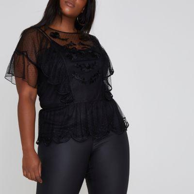 River Island Womens Plus Dobby Mesh Smock Top