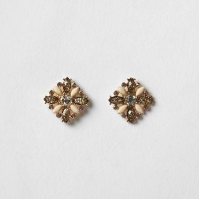 River Island Womens Glitter Square Stud Earrings