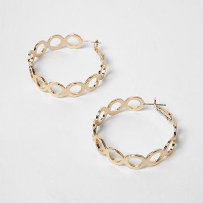 River Island Womens Gold Tone Circle Link Hoop Earrings