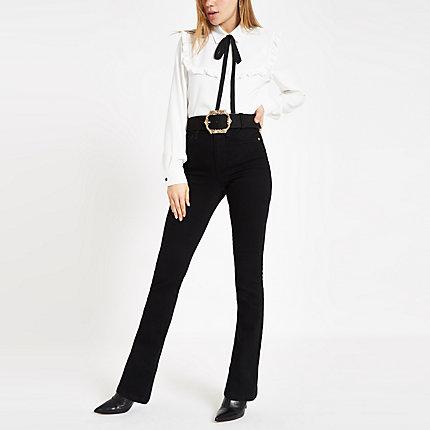 River Island Womens White Tie Neck Shirt
