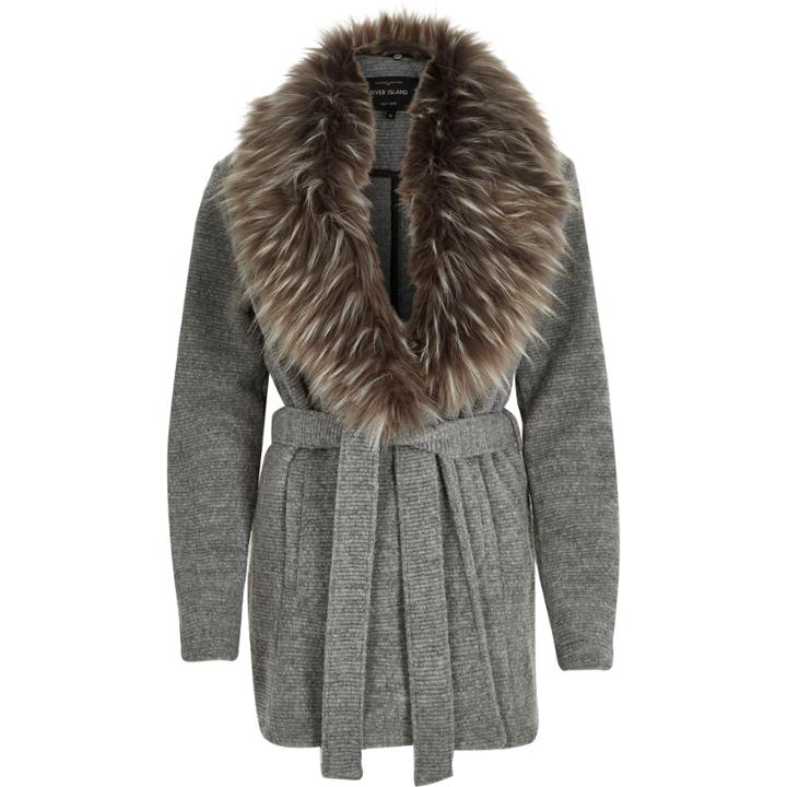 River Island Womens Faux Fur Trim Jacket