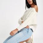 River Island Womens Knit Asymmetric Off Shoulder Sweater
