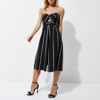 River Island Womens Petite Stripe Bandeau Culotte Jumpsuit