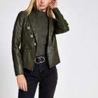 River Island Womens Faux Leather Button Front Blazer