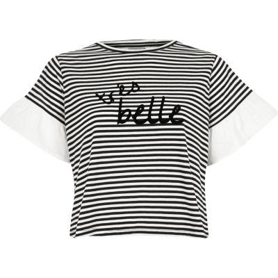 River Island Womens Petite Stripe 'tres Belle' T-shirt