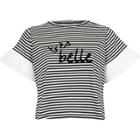 River Island Womens Petite Stripe 'tres Belle' T-shirt