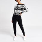River Island Womens White Word Print Off The Shoulder Jumper