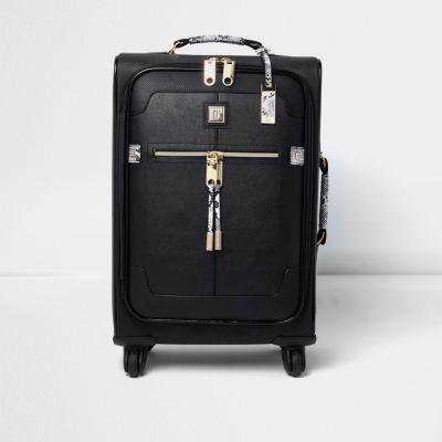 River Island Womens Snake Print Wheelie Suitcase