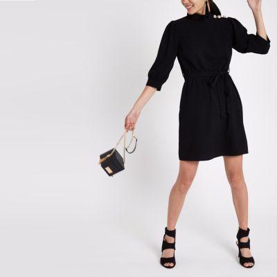 River Island Womens Button Shoulder Tie Waist Swing Dress