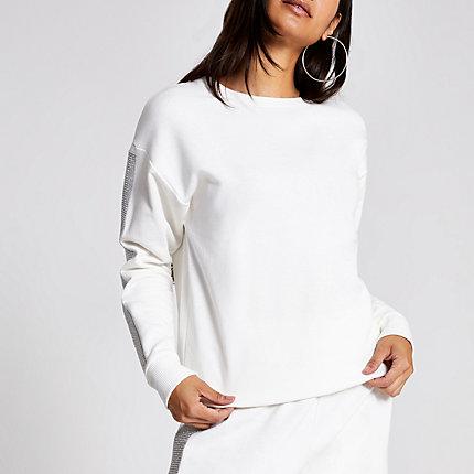 River Island Womens Diamante Embellished Sleeve Sweatshirt
