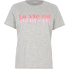 River Island Womens Marl 'la Vie Est' Print Fitted T-shirt