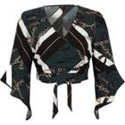 River Island Womens Scarf Chain Print Cropped Wrap Blouse