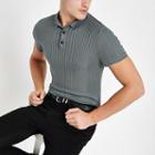 River Island Mens Ribbed Slim Fit Polo Shirt