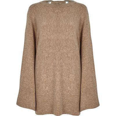River Island Womens Wide Sleeve Tie Back Sweater