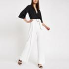 River Island Womens Rhinestone Buckle Wide Leg Pants