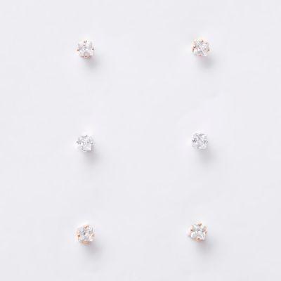 River Island Womens Silver And Gold Tone Diamante Stud Earrings