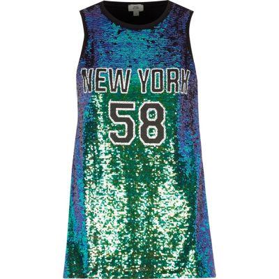 River Island Womens Sequin 'new York' Tank Top