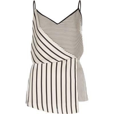 River Island Womens White Stripe Wrap Top