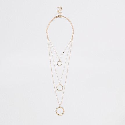 River Island Womens Gold Tone Twisted Circle Necklace Multipack