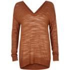 River Island Womens Rust Slouchy Knitted V-neck Jumper