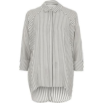 River Island Womens White Stripe Print Cut Out Back Shirt