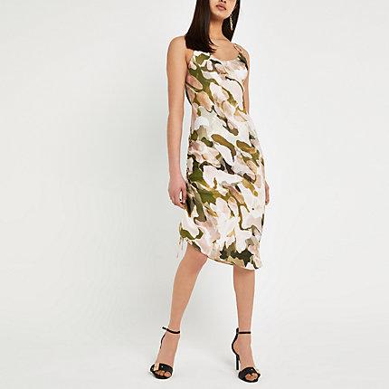River Island Womens Printed Ruched Side Slip Dress
