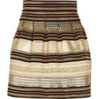 River Island Womens Gold Stripe Bandage Mini Skirt