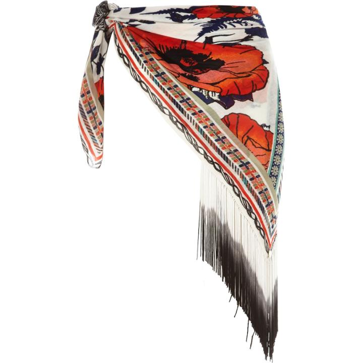 River Island Womens White Pacha Printed Fringed Sarong