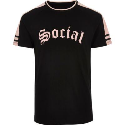 River Island Mens Social Print Raglan T-shirt