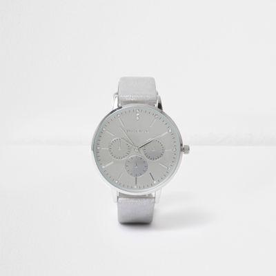 River Island Womens Silver Tone Metallic Circle Watch