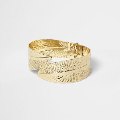 River Island Womens Gold Tone Feather Wrap Cuff